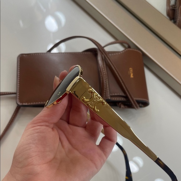 Celine Metal Triomphe Oval Sunglasses with Brown Leather Case - Picture 5 of 9